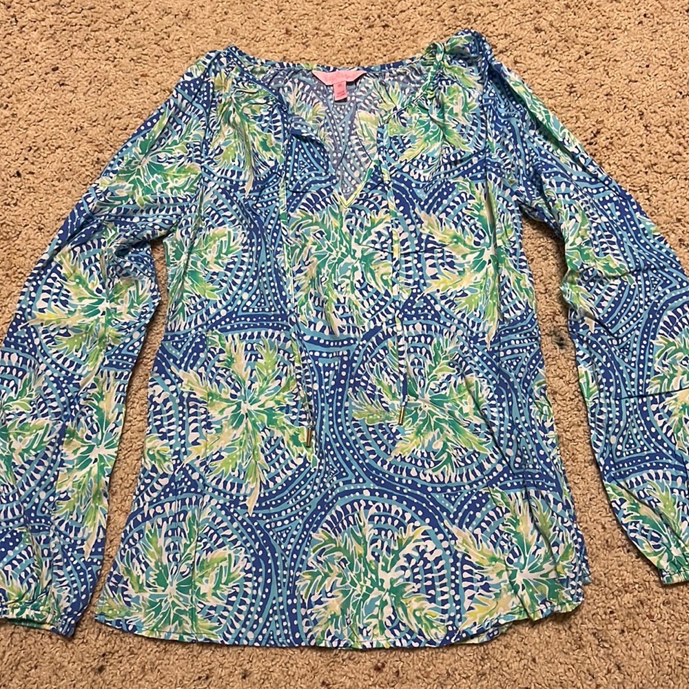 Lilly Pulitzer green and blue long-sleeve blouse